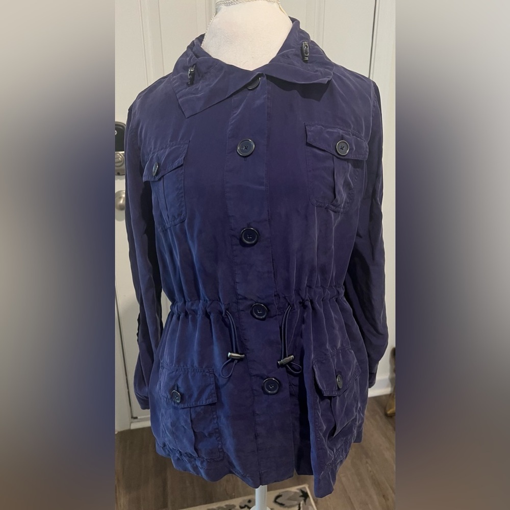 Chico's Navy Button-Up Jacket
